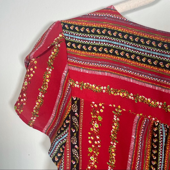 LOFT red patterned blouse - Picture 5 of 8